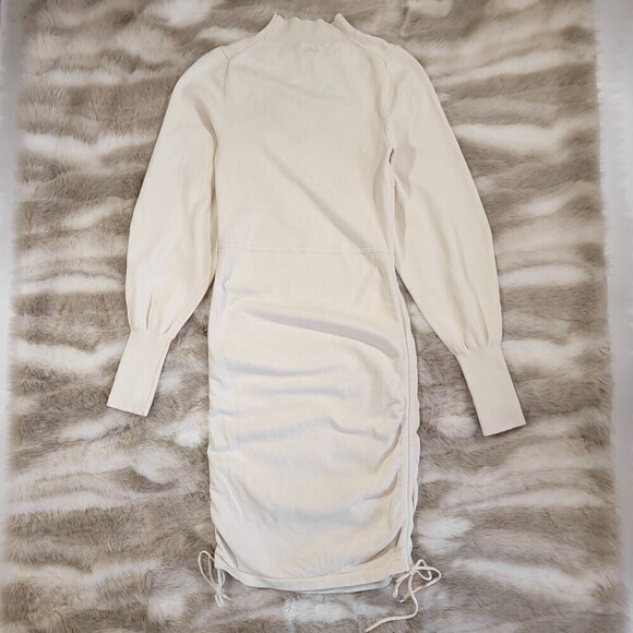 NBD Tanner 90s Minimal Bustier Cutout Ruched Sweater Mini Dress Ivory Small y2k - Picture 7 of 10